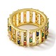 Rack Plating Brass Micro Pave Colorful Cubic Zirconia Rectangle Open Cuff Ring RJEW-M162-37G-3