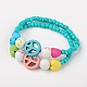 Colourful Synthetical Turquoise Peace Sign Stretch Bracelets for Kids BJEW-JB01392-01-1