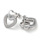 Heart Brass Micro Pave Clear Cubic Zirconia Stud Earrings EJEW-A034-07P-2