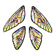 透明樹脂ウィングペンダントセット  金箔  蝶の羽のチャーム  カラフル  29.5~39.5x14.5x2.5mm  穴：0.8mm  2のペア/セット X-RESI-TAC0021-01A-3