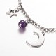 Moon & Star Stainless Steel Gemstone Charm Bracelets BJEW-JB01935-03-2