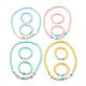 Conjuntos de joyas de collar y pulsera de cuentas elásticas para niños, con cuentas acrílicas opacas redondas y en forma de corazón, color mezclado, 18.11 pulgada (46 cm), diámetro interior: 45 mm