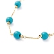 Round Synthetic Turquoise Anklets X-AJEW-AN00288-01-2