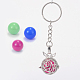 Platinum Plated Brass Hollow Round Cage Chime Ball Keychain KEYC-J073-H-1