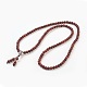 Bracciali avvolgenti elasticizzati con quattro perline in legno di sandalo naturale, con set di perle di guru in lega stile tibetano, con sacchi a tracolla per sacchetti di tela da imballaggio, sienna, 28.3 pollice (72 cm)