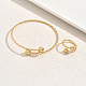 Наборы из круглых браслетов-манжет и колец из нержавеющей стали для женщин XN0505-5