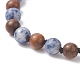 Collar budista de madera y jaspe azul natural NJEW-JN04306-6