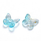 Two Tone Transparent Spray Painted Glass Charms X-GLAA-T016-22B-2