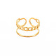 Ионное покрытие (ip) 304 кольцо из нержавеющей стали в форме цепочки с открытой манжетой для женщин RJEW-S405-203G-1