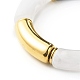 Bracelet extensible en grosses perles tubulaires incurvées BJEW-JB06683-05-4