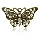 Plaqué bronze antique alliage strass papillon gros pendentifs RB-J234-01AB-NF-1