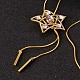 Longs alliage réglable colliers étoile strass lariat NJEW-F193-K03-G-1