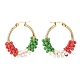 Christmas Theme Glass Seed Braided Hoop Earrings EJEW-TA00106-2