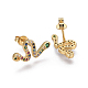 Brass Micro Pave Cubic Zirconia Stud Crawler Earrings EJEW-F201-11G-2