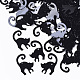 装飾アクセサリー  ポリ塩化ビニールのプラスチック製のスパンコール/スパンコールビーズ  猫の形  ブラック  20x13x0.3mm  穴：0.9mm  約230個/袋 PVC-T005-038-1
