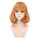 コスプレパーティーウィッグ  合成かつら  耐熱高温繊維  女性のための前髪付きの短いウェーブの巻き毛のかつら  オレンジ  13.7インチ（35cm） OHAR-I015-23-4