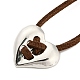 Alloy Splite Heart Pendant Necklace with Waxed Cords NJEW-A013-01-2
