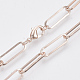 Brass Flat Oval Paperclip Chain Necklace Making MAK-S072-07A-RG-1