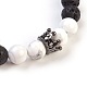 Bracelets de perles tressées en pierre de lave naturelle et howlite BJEW-JB03806-3