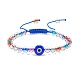 Acrylic Evil Eye & Round Lampwork Braided Bead Bracelet for Women BJEW-JB08379-3
