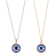 Anattasoul 2 Stück 2 Farben blauer böser Blick aus Kunststoff mit Kristall-Strass-Anhänger-Halsketten-Set NJEW-AN0001-25-1