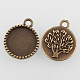 Flat Round with Tree Alloy Pendant Cabochon Settings X-PALLOY-N0088-51AB-NF-2