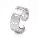 304 anillo de puño abierto con cruz hueca de acero inoxidable para mujer RJEW-C053-02P-1