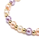 Bracelet extensible en perles de verre avec breloque marguerite en alliage d'émail pour femme BJEW-JB08541-6