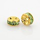 Golden Plated Flat Round Brass Acrylic Rhinestone Spacer Beads RB-J467-02G-1