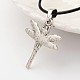 Dragonfly Tibetan Style Alloy Pendant Necklaces NJEW-F197-35-3