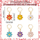 12Pcs 6 Colors Alloy Enamel Daisy Flower Charms Locking Stitch Markers HJEW-PH01644-2