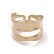 Ионное покрытие (ip) 304 нержавеющая сталь твист-волна открытые манжеты кольца для женщин RJEW-G285-26G-3
