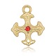 Nickel Free & Lead Free Golden Alloy Rhinestone Coptic Cross Pendants PALLOY-J219-054-NR-1