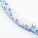 Handmade Flower Printed Porcelain Ceramic Curved Tube Beads PORC-L014-15H-1