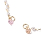 Brass & ABS Imitation Pearl & Cubic Zirconia Beaded Chain Bracelet Making AJEW-JB01150-37-2