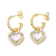 Boucles d'oreilles pendantes en forme de cœur en verre avec zircone cubique EJEW-F316-06G-01-1
