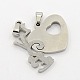 Valentine's Gifts Split Heart with Word Love Couple Necklace Findings 304 Stainless Steel Rhinestone Pendants STAS-L012-E05P-2