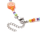 Orange & Grape & Lollipop & Apple Polymer Clay & Glass Seed Beaded Necklace NJEW-JN04158-6