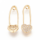 Brass Micro Pave Clear Cubic Zirconia Earrings KK-I671-12G-2