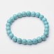 Round Synthetic Turquoise Stretch Bracelets BJEW-O118-01-1