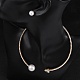Круглые пластиковые серьги-гвоздики с имитацией жемчуга и колье-чокер с сердечками из кубического циркония и стразами SJEW-U003-10G-2