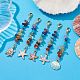 Dijes de esmalte de aleación de estrella de mar/concha/tortuga y decoración colgante con cuentas de chips de piedras preciosas de 7 chakra HJEW-JM01205-5