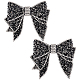 CHGCRAFT 2Pcs Resin Rhinestone Bowknot Shoes Decoration Charms No Clip No Strap Black Rhinestone Bow Shoes Decoration for Wedding Bridesmaid Shoe High Heels Leather Shoe Casual Shoe FIND-CA0004-74-1