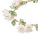 Shell Pearl Flower with Leaf Charm Bracelet with Bar Link Chains BJEW-TA00215-4