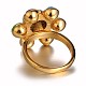 個性的女性の316ステンレス製のラインストーンの花の指輪  ゴールドカラー  18mm RJEW-J066-88-18mm-2