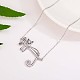 Rhodium Plated 925 Sterling Silver Cat On Branch Pendant Necklace for Women JN1046A-4