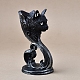 Kristallkugelhalter aus Kunstharz im Gothic-Stil mit Katzenkopf WICR-PW0016-03-4