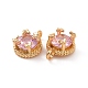 Brass Pendants with Pink Glass KK-E068-VF208-3