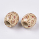 Perles de gros trous en bois naturel imprimé WOOD-R251-01I-LF-2