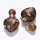 Pendentifs ouvrants pour flacon de parfum en bronzite naturelle et jaspe impérial synthétique assemblés par cœur G-R484-01F-3